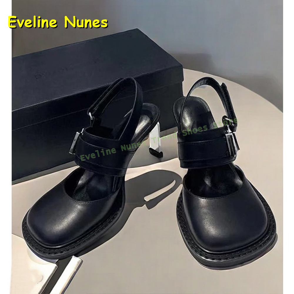 صنادل نسائية سوداء بكعب سميك و - مراجعة Sandals وسعره