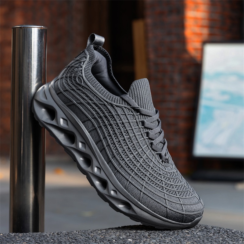 أحذية رجالية واسعة عند الأصابع - مراجعة Knit Fabric Lace Up Sneakers وسعره